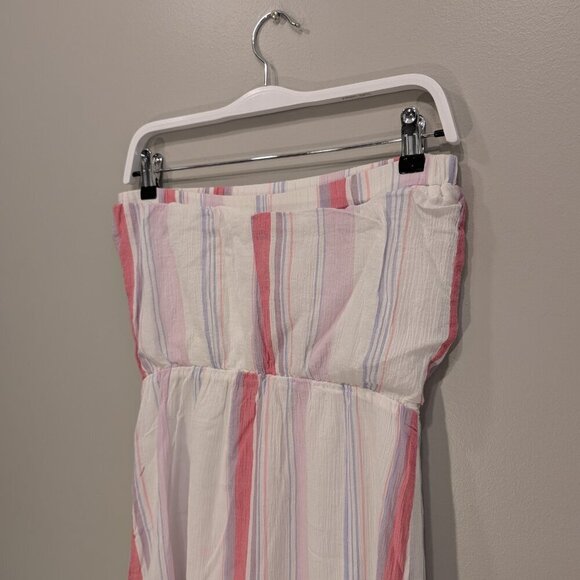 Splendid Strapless Maxi Dress White Multi Stripe Blouson Top Lined - Size S - Picture 4 of 7